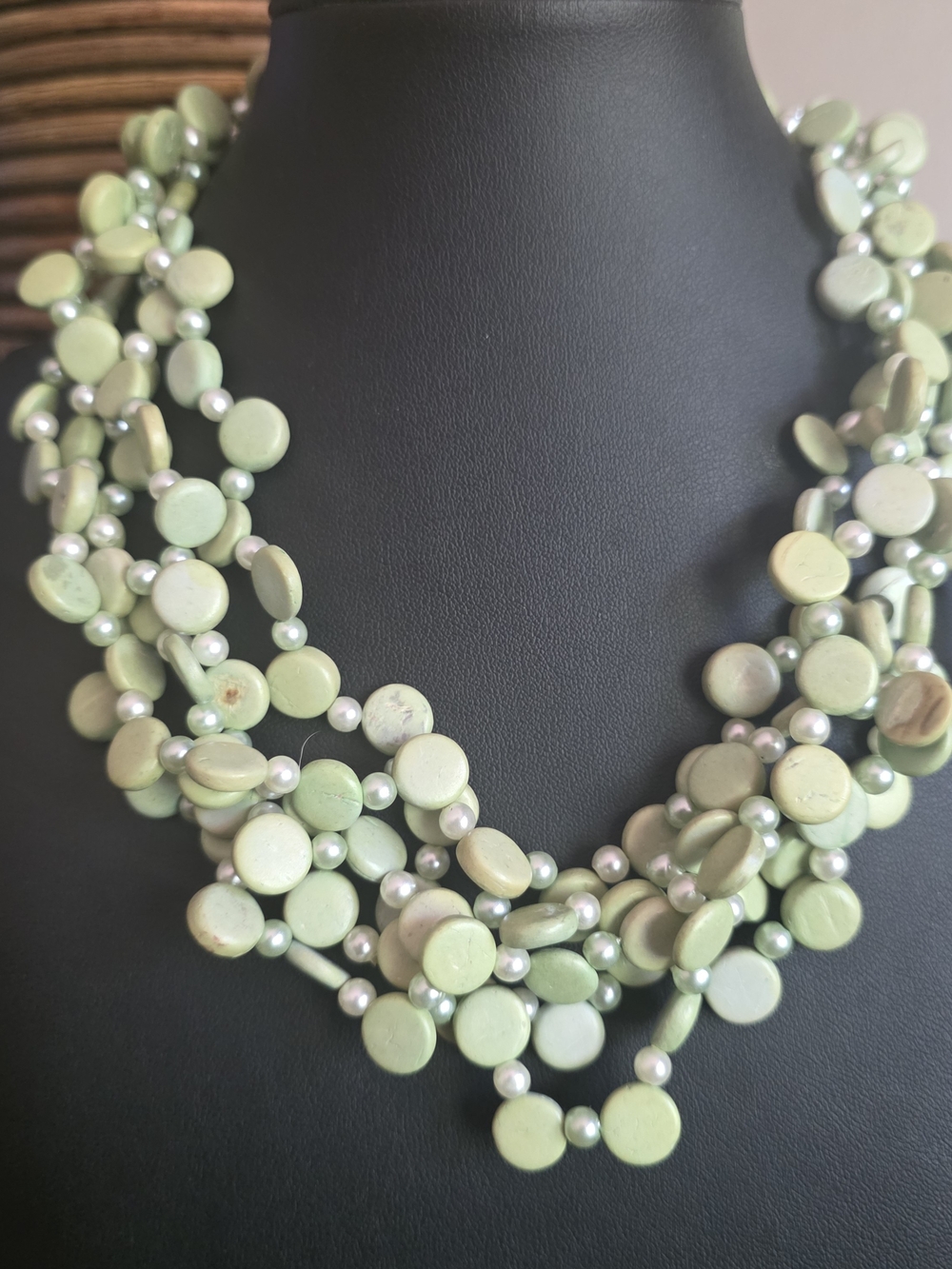Green Multi-Strand Bead Necklace